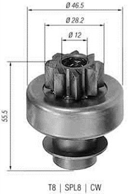 Pinion electromotor potrivit FORD ECONOVAN; HYUNDAI ACCENT, ACCENT I, ACCENT II, COUPE I, ELANTRA III, GETZ, LANTRA I, LANTRA II, PONY, PONY / EXCEL, S, SANTA FÉ I 1.0-2.6 dupa 1978 [2]