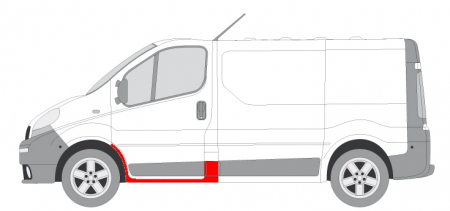 Prag usa fata stanga potrivit NISSAN PRIMASTAR; OPEL VIVARO A; RENAULT TRAFIC II dupa 2001 - reparatie arc aripa si otelp [1]