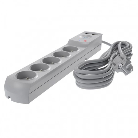 Prelungitor electric 1,5m, 230V, 3x1mm², numar prize 230V x 5buc. E / USB 2.0, IP20 [1]