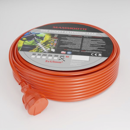 Prelungitor electric 40m, 230V, 3x1,5mm², numar prize 230V x 1buc. F (schuko), 1380 / 3680W, IP44