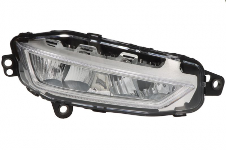 Lampa ceata - Proiector ceata dreapta (LED, rama argintie; cu iluminare curba) 24V potrivit VOLVO FH III 02.20-