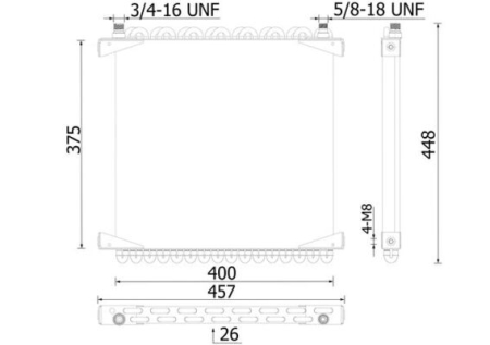 Condensatoare - Radiator AC 375x400x26 potrivit FENDT 303 LS FARMER, 303 LSA FARMER, 304 LS FARMER, 304 LSA FARMER, 304 S FARMER, 305 LS FARMER, 305 LSA FARMER, 306 LS FARMER, 306 LSA FARMER
