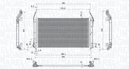 Radiator clima Ac - Radiator AC condensator potrivit FIAT BRAVA, BRAVO I, MAREA, MULTIPLA 1.4-2.0 1995-2002