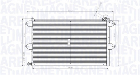 Radiator AC condensator potrivit SEAT CORDOBA, CORDOBA VARIO, IBIZA II, INCA; VW CADDY II, CADDY II/MINIVAN, POLO, POLO III, POLO III CLASSIC 1.0-2.0 02.93-01.04