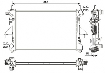 Radiator apa racire motor CITROEN JUMPER; FIAT DUCATO; PEUGEOT BOXER 2.2D/2.3D/3.0D dupa 2006