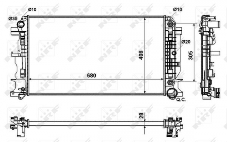 Radiator apa - Radiator apa racire motor potrivit MERCEDES SPRINTER 3,5-T (906), SPRINTER 3,5-T (907, 910), SPRINTER 3,5-T TOURER (907), SPRINTER 3-T (906), SPRINTER 3-T (907), SPRINTER 4,6-T (906), SPRINTER 4-T (90