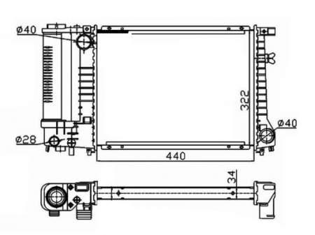 Radiator apa - Radiator apa racire motor potrivit BMW Seria 3 (E30), 3 (E36), 5 (E34) 1.6-2.8 1987-2000 - (transmisie manuala)