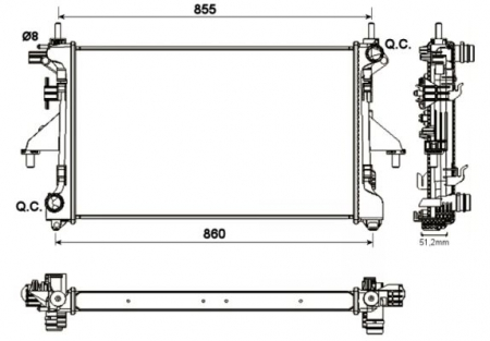 Radiator apa - Radiator apa racire motor potrivit CITROEN JUMPER; FIAT DUCATO; PEUGEOT BOXER 2.2D/2.3D/3.0D dupa 2006 - (transmisie manuala)