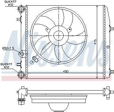 Piese Auto - Radiator apa racire motor (transmisie manuala; cu fun) SEAT IBIZA III, IBIZA IV, IBIZA IV ST, TOLEDO IV; SKODA FABIA I, FABIA I PRAKTIK, FABIA II, FABIA III, RAPID 1.0-1.9D dupa 1999