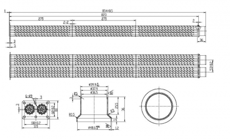 Radiator EGR (854mm x 45mm x 104mm, doar cartus; tevi, dupa dimensiuni) potrivit MAN EL, EM, FOCL, G90, HOCL, L2000, LION´S CITY, M 2000 L D0226MF-D0836LUH51 08.87- [2]