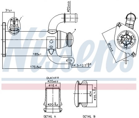 Radiator EGR potrivit VOLVO C30, C70 II, S40 II, S80 II, V50, V70 III; CITROEN C4, C4 GRAND PICASSO I, C4 I, C4 PICASSO I, C5, C5 II, C5 III, C8, JUMPY; FORD C-MAX, FOCUS C-MAX 2.0D 10.03- [2]