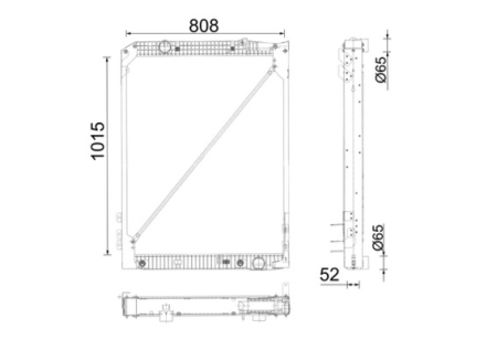 Radiator motor potrivit MERCEDES ACTROS, ACTROS MP2 / MP3 OM541.920-OM542.969 dupa 1996 (cu carcasa, cu un racitor de ulei, inaltime: 808mm) [1]