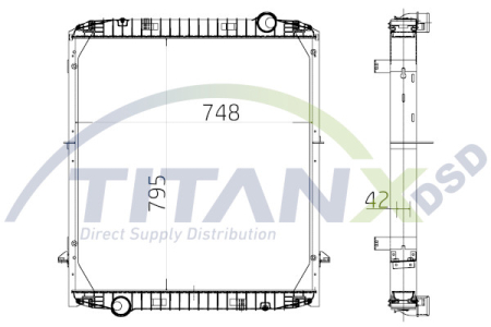 Radiator apa - Radiator motor potrivit IVECO EUROTECH MP F3AE0681D/F3AE0681E dupa 1999 (cu carcasa, suporturi ale cadrului lateral)