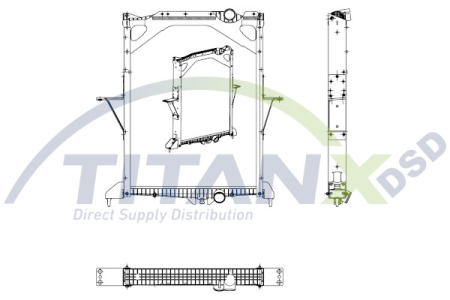 Radiator motor potrivit VOLVO FM, FM10, FM12, FM7, FM9 D10A320-D9B380 dupa 1998 (cu carcasa, suporturi in partea de jos) [1]