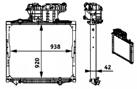 Radiator motor EURO 4/EURO 5/EURO 6 potrivit MAN TGA, TGS I, TGX I D1556LF07-D3876LF09 dupa 2000 (cu rama, inalt) [2]