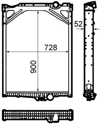 Radiator apa - Radiator motor potrivit VOLVO B6, B7 D6A180-TD63ES dupa 1991 (cu rama)