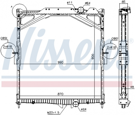 Radiator motor (cu rama) potrivit VOLVO FH, FH II, FH12, FH16 D12A340-D16G750 08.93- [2]