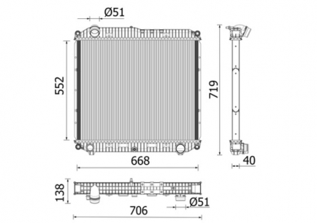 Radiator motor potrivit MERCEDES ATEGO 3 OM934.911/OM934.913/OM936.910 dupa 2013 (fara cadru) [2]