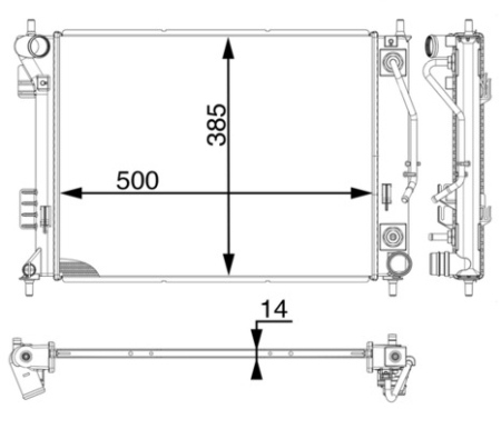 Radiator apa - Radiator motor potrivit HYUNDAI IX20; KIA VENGA 1.4-1.6LPG 2010-2019 (manual)