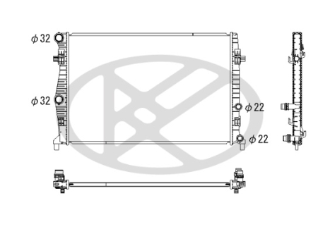 Radiator motor potrivit Audi A3, Q2; Seat Ateca, Leon, Leon Sc, Leon St; Skoda Octavia III, Yeti; VW Golf Alltrack VII, Golf Sportsvan VII, Golf VII, T-ROC, Touran dupa 2012 - 1.0-1.6 diesel, aluminiu [1]