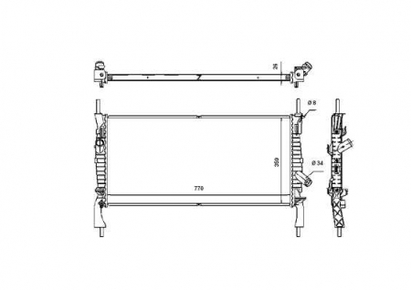 Radiator apa - Radiator motor potrivit FORD TRANSIT, TRANSIT TOURNEO 2.2D-2.4D