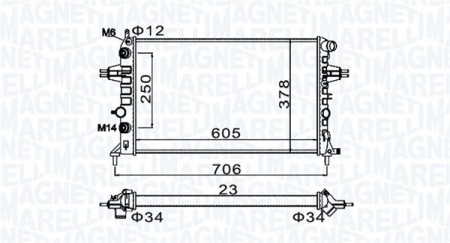 Radiator apa - Radiator motor potrivit OPEL ASTRA G, ASTRA G/KOMBI, ZAFIRA A 1.4-2.2