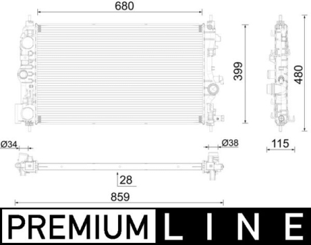 Radiator apa - Radiator motor potrivit OPEL INSIGNIA A, ZAFIRA C 1.4/1.4LPG/1.6CNG dupa 2011