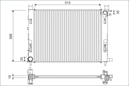 Radiator racire motor potrivit DACIA DOKKER, DOKKER/MINIVAN, DUSTER, DUSTER/SUV, LODGY, LOGAN II, LOGAN MCV II, SANDERO II; RENAULT CAPTUR I, CLIO IV, CLIO IV/HATCHBACK, CLIO IV/KOMBI 0.9-1.6LPG 02.08