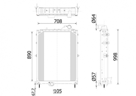 Radiator apa - Radiator racire motor potrivit JOHN DEERE 8100, 8110, 8120, 8130 2WD, 8130 4WD, 8200, 8210, 8220, 8225 R, 8230, 8230 T, 8245 R, 8260 R, 8270 R, 8285 R, 8295 R, 8295 RT, 8300, 8300 T, 8310, 8310 R, 832