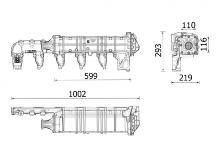 Radiator recirculare gaze esapament (1002mm x 219mm x 293mm) EURO 6 potrivit MERCEDES ACTROS MP4 / MP5, ANTOS, AROCS 471.943-OM471.926 07.11- [2]