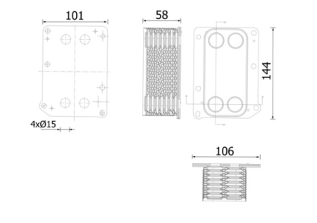 Radiator ulei - Radiator ulei (106x58x144mm) potrivit DEUTZ D2011 L04W; TCD2011 L04W; TD2011 L04W