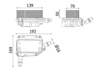 Radiator ulei - Radiator ulei (automat) potrivit BMW 2 (F45), X1 (F48), X2 (F39); MINI (F56), (F57), CLUBMAN (F54), COUNTRYMAN (F60) 2.0/2.0D 11.13-