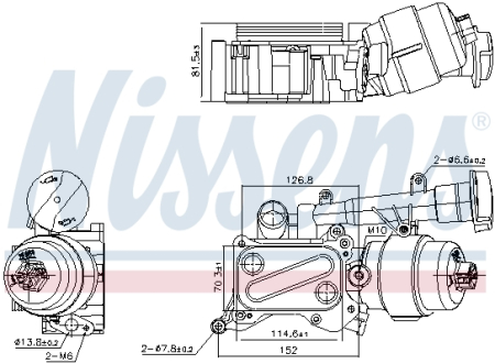Radiator ulei - Radiator ulei potrivit FIAT 500, 500 C, 500L, DOBLO, DOBLO/MINIVAN, FIORINO, FIORINO/MINIVAN, GRANDE PUNTO, IDEA, PALIO, PANDA, PANDA/HATCHBACK 1.3D dupa 2003 (cu carcasa filtru ulei)