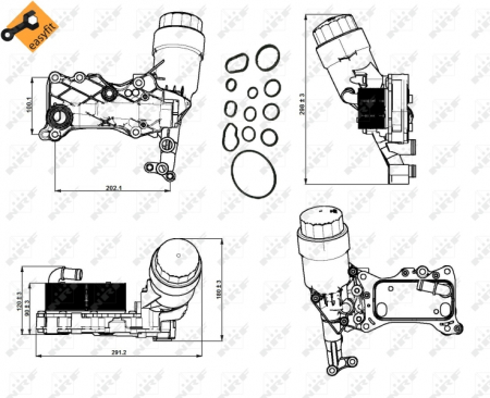 Radiator ulei termoflot (cu carcasa filtru ulei ; cu garnitura) potrivit MERCEDES C (A205), C (C204), C (C205), C T-MODEL (S204), C T-MODEL (S205), C (W204), C (W205), CLS (C218) 2.1D/2.2D/2.2DH 06.06 [0]