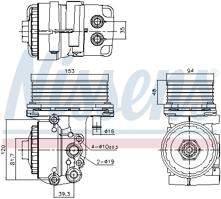 Radiator ulei - Radiator ulei termoflot cu carcasa potrivit FORD MONDEO III, TRANSIT; JAGUAR X-TYPE I; LAND ROVER DEFENDER 2.0D/2.2D/2.4D 2000-2016
