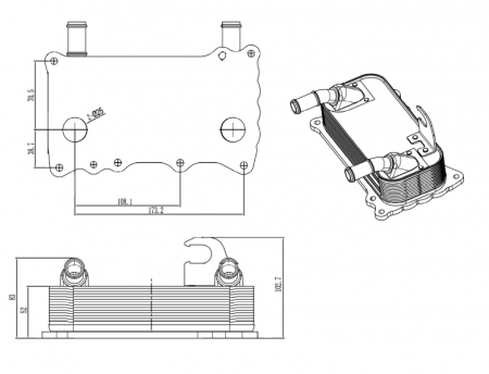 Radiator ulei - Radiator ulei termoflot potrivit PORSCHE 911, 911 SPEEDSTER, 911 TARGA 3.6/3.8 2008-2012