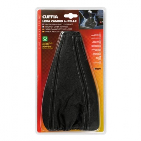 Accesorii auto - Husa universala schimbator viteze Lampa, piele neagra, cusatura gri