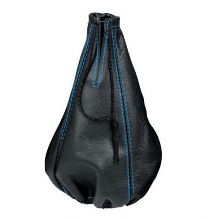 Accesorii auto - Husa universala schimbator viteze Lampa, piele neagra, cusatura bleu