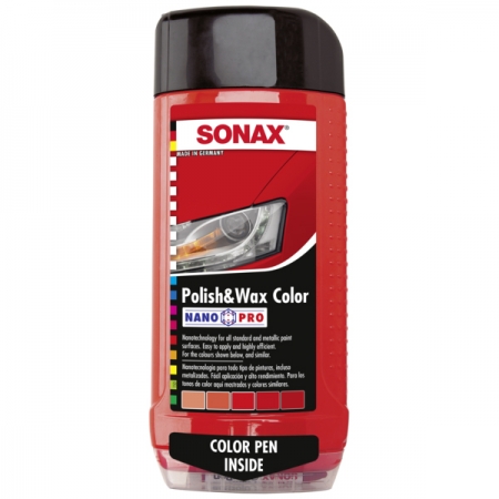Lotiune pentru ceruit si lustruit rosu + creion corector Sonax, 500 ml