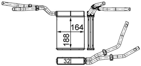 Schimbator caldura incalzire habitaclu - Schimbător caldura habitaclu potrivit VOLVO C30, C70 II, S40 II, V50, B11, FMX II; FORD C-MAX, FOCUS C-MAX, FOCUS II, KUGA I; MAZDA 3, 5 1.3-Electric dupa 2003