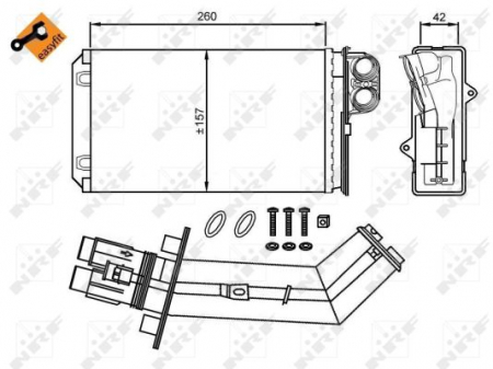 Schimbator caldura incalzire habitaclu (157x260x42, cu conducte) RENAULT LAGUNA I 1.6-3.0 intre 1993-2001