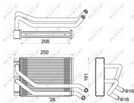 Schimbator caldura incalzire habitaclu - Schimbator caldura incalzire habitaclu potrivit HYUNDAI SANTA FÉ I 2.0-2.7 2001-2006 - (172x251x26)