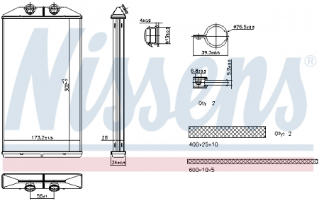Schimbator caldura incalzire habitaclu (173x302x26mm) potrivit IVECO DAILY VI ELETTRICO-F1CGL411C 03.14- [2]