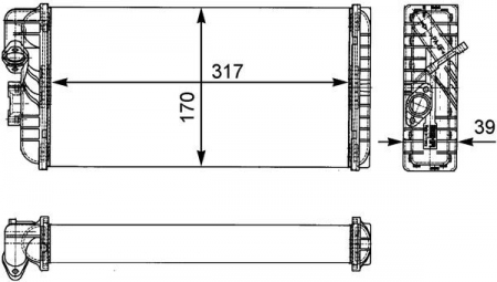Schimbator caldura incalzire habitaclu (317x170x39mm) potrivit MERCEDES LK/LN2, T2/LN1, VARIO, VARIO (B667, B670, B668), VARIO (B670), VARIO (B670, B668, B667) ADE364N-OM904.964 01.84- [3]