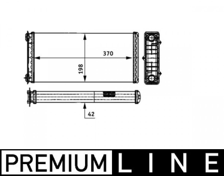 Schimbator caldura incalzire habitaclu - Schimbator caldura incalzire habitaclu potrivit DAF 65 CF, 75 CF, 85 CF, 95 XF, CF 85, XF 105, XF 106, XF 95 MX-11320-XF355M dupa 1997 (370x189x42mm)