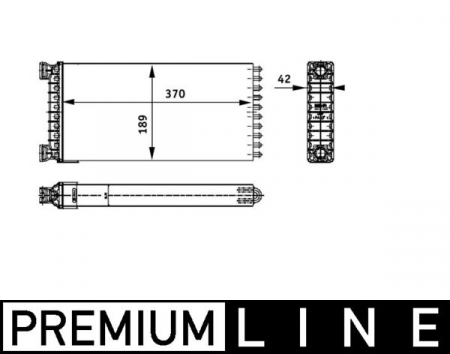 Schimbator caldura incalzire habitaclu potrivit DAF CF, CF 85, XF 105, XF 106; MAN E2000, TGA, TGL I, TGM I, TGS I, TGX I D0834LFL40-PX-7231 dupa 2000 (370x189x42mm) [2]