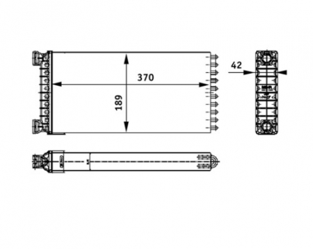 Schimbator caldura incalzire habitaclu potrivit DAF CF, CF 85, XF 105, XF 106; MAN E2000, TGA, TGL I, TGM I, TGS I, TGX I D0834LFL40-PX-7231 dupa 2000 (370x189x42mm) [3]