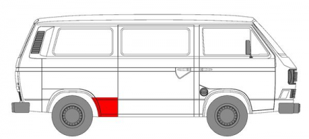 Segment reparatie aripa spate dreapta dupa roata VW TRANSPORTER T3 intre 1979-1992 Panou lateral - Segment reparatie aripa spate dreapta dupa roata VW TRANSPORTER T3 intre 1979-1992