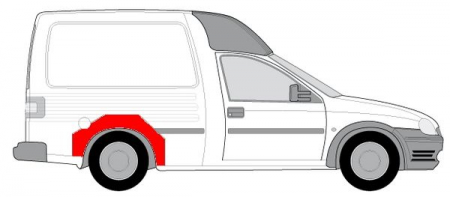 Segment reparatie aripa spate dreapta OPEL COMBO B intre 1994-1997 Panou lateral - Segment reparatie aripa spate dreapta OPEL COMBO B intre 1994-1997