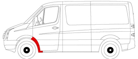 Segment reparatie aripa Stanga (partea din spate) potrivit MERCEDES SPRINTER 3,5-T (B906), SPRINTER 3-T (B906), SPRINTER 4,6-T (B906), SPRINTER 5-T (B906); VW CRAFTER 30-35 dupa 2006 [1]